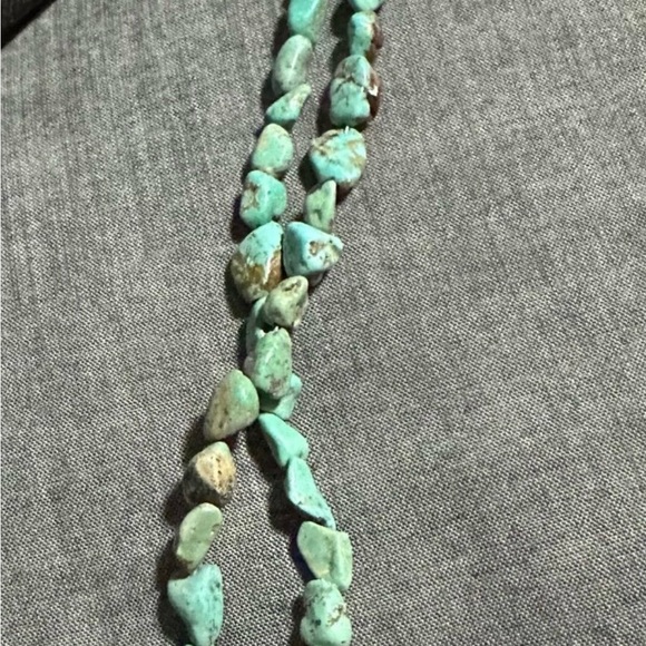 Vintage Southwestern Turquoise Sterling Silver Mother Of Pearl Cross Necklace - Picture 4 of 8